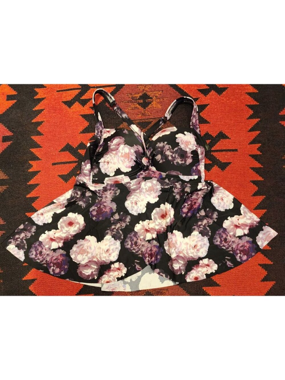 NEW Torrid Black Floral Swim Dress With Built-In Bra Size 14/16